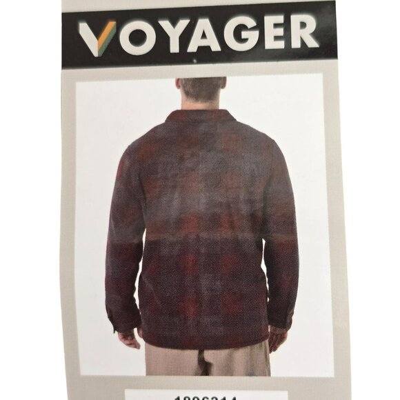 Mens Red & Gray Plaid Fleece Jacket Full Zip Size Small Voyager NWT JJ4109 - Picture 14 of 16
